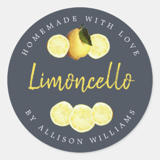 Custom Homemade Limoncello Label Dark Blue