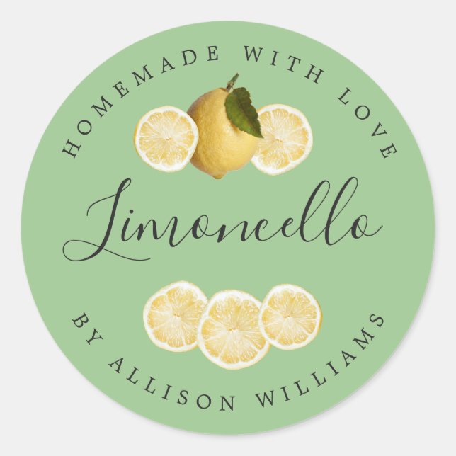 Custom Homemade Limoncello Label Green (Front)
