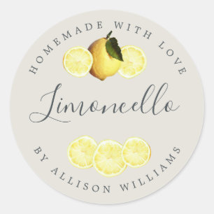 Custom Homemade Limoncello Label Light Grey