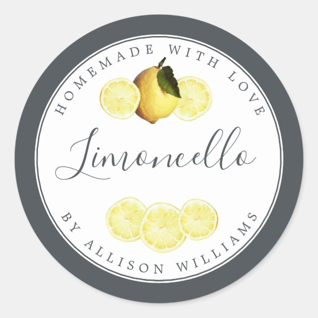 Custom Homemade Limoncello Label Off-Black (Front)