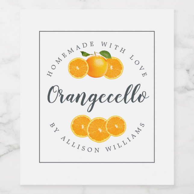 Custom Homemade Orangecello Label (Single Label)