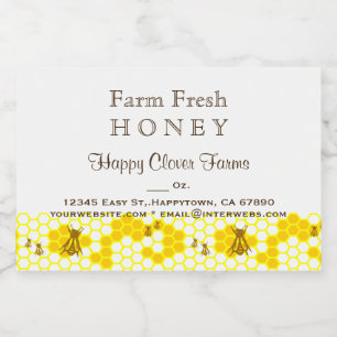 Custom Honey Bee Honeycomb 3" x 2" Food Label
