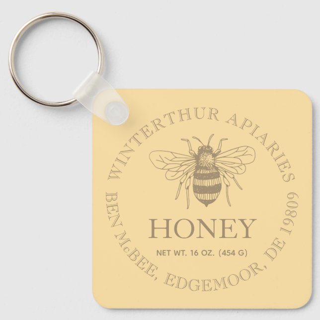 Custom Honey Business Promotional Key Ring (Front)