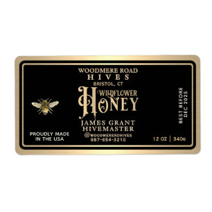 Custom Honey Hex Jar label for 12oz hex jars 