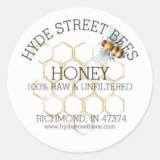 Custom Honey Jar Label Editable Round Bee Sticker