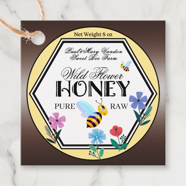Custom Honey Jar Neck Tag for Beekeepers (Front)