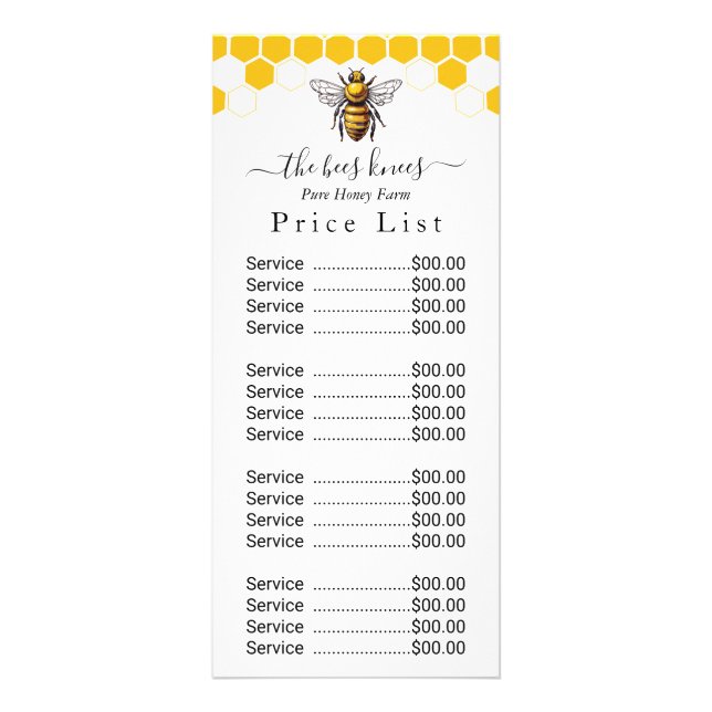 Custom Honey Price List Rack Card - Modern Minimal (Front)