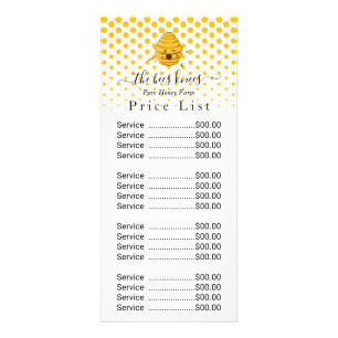 Custom Honey Price List Rack Card - Modern Minimal