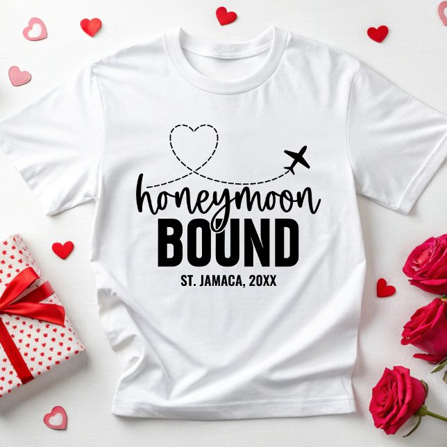 Custom Honeymoon Bound Vacation Newlywed Couple T-Shirt (Creator Uploaded)