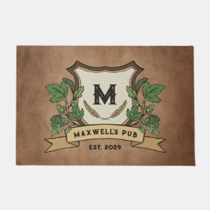 Custom Hops Barley Monogram Weathered Your Pub Doormat