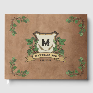 Custom Hops Barley Monogram Weathered Your Pub Guest Book