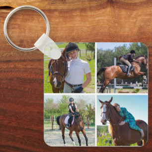 Custom Horse 5 Photos Collage Equestrian Keepsake Key Ring