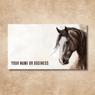 Custom Horse Illustration Professional Contact Business Card