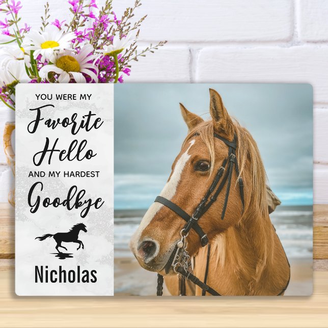 Custom Horse Memorial Photo Favourite Hello Equine Plaque (Creator Uploaded)
