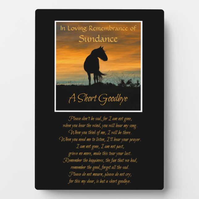 Custom Horse Name Memorial with Spiritual Poem Plaque (Front)