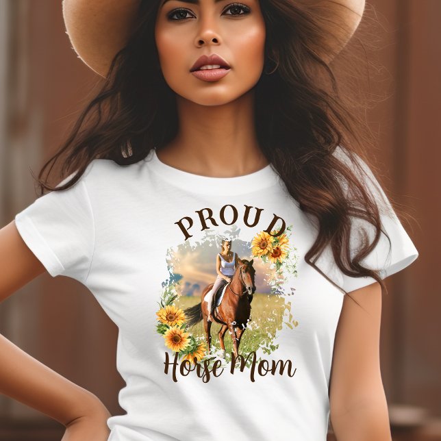 Custom Horse Pet Photo Text Sunflower Accent T-Shirt (Creator Uploaded)