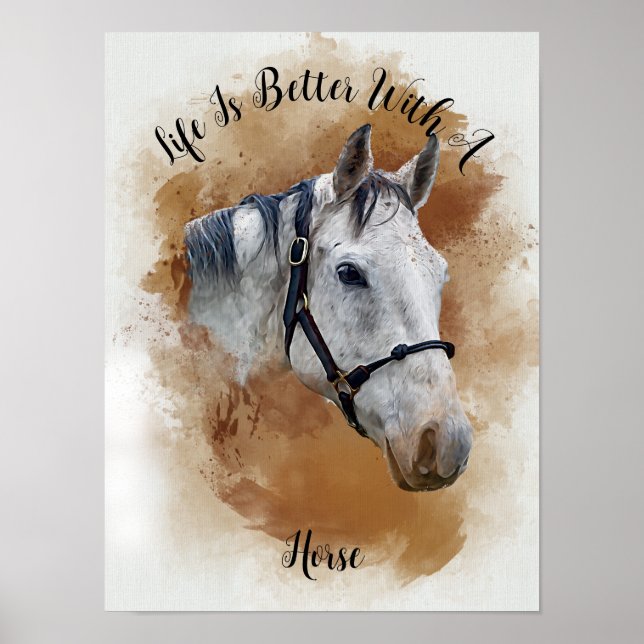 Custom Horse Watercolor Wall Art Poster (Front)