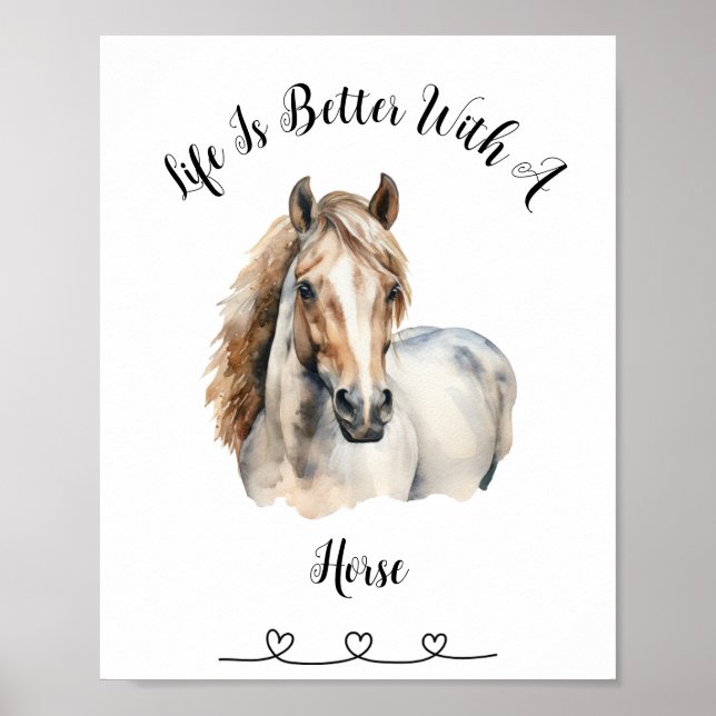 Custom Horse Watercolor Wall Art Poster  (Front)