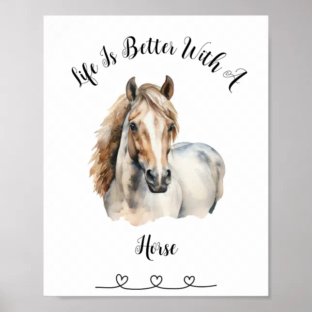 Custom Horse Watercolor Wall Art Poster | Zazzle