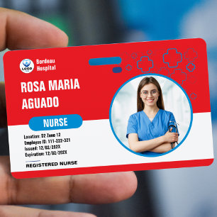 Custom Hospital & Business ID Badges - Red Card