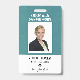 Custom Hospital Employee ID Badge Teal Nurse Name