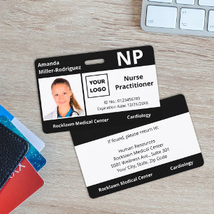 Custom Hospital Employee Logo Black Photo ID ID Badge