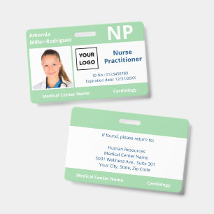 Custom Hospital Employee Logo Light Green Photo ID Badge