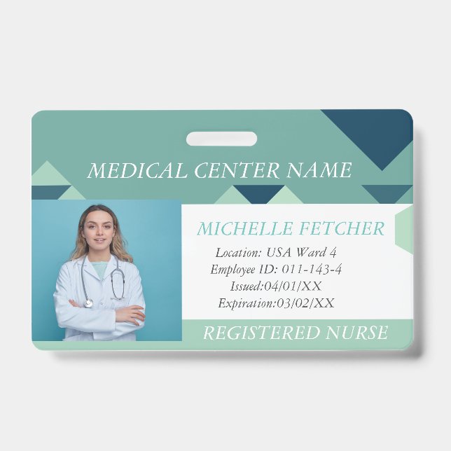 Custom Hospital Employee Photo ID Badge (Front)