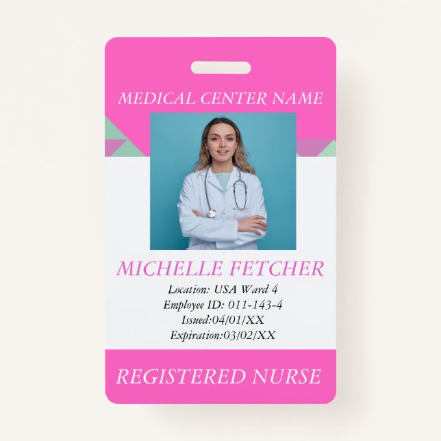 Custom Hospital Employee Photo ID Badge (Front)