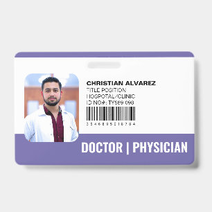 Custom Hospital Medical Doctor Physician Purple ID Badge