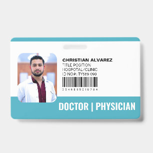 Custom Hospital Medical Doctor Physician Teal ID Badge