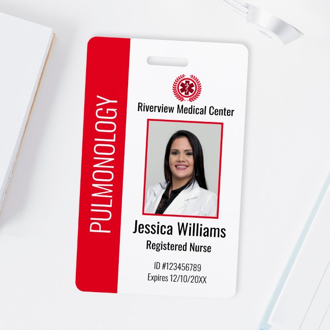 Custom Hospital Medical Employee Photo Badge Red ID Badge (Creator Uploaded)