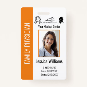 Custom Hospital Medical Employee Photo Orange ID ID Badge