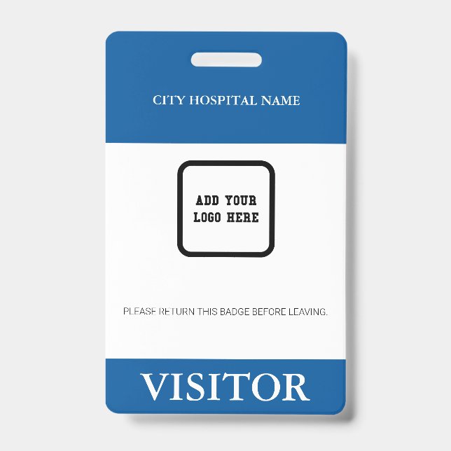 Custom Hospital Visitor Pass Barcode Logo ID Badge (Front)