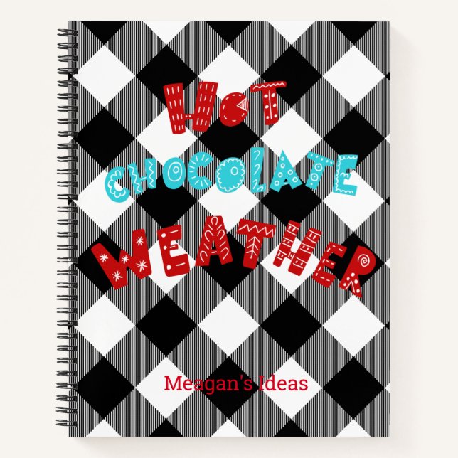 Custom Hot Chocolate Weather Buffalo Plaid Notebook (Front)