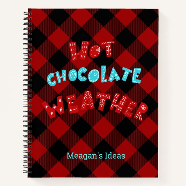 Custom Hot Chocolate Weather Red Buffalo Plaid Notebook (Front)