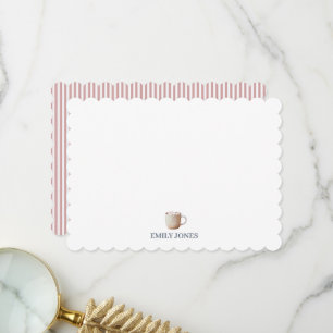 Custom Hot Cocoa Mug Cosy Stripe Stationary Thank You Card