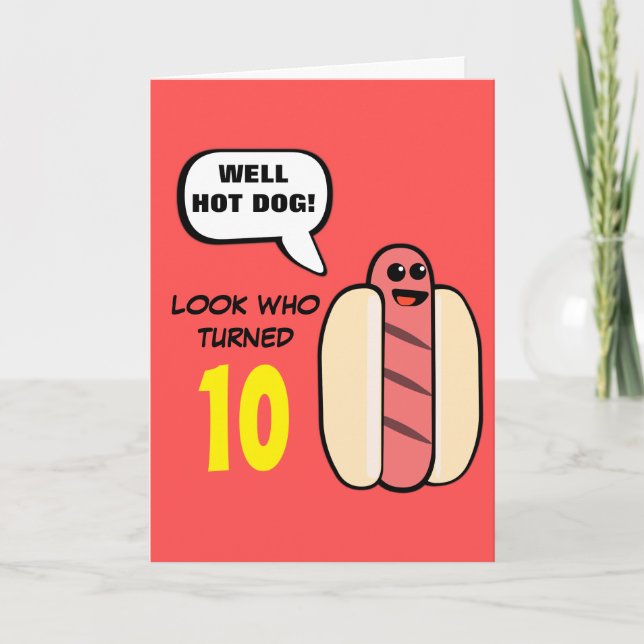 Custom Hot Dog Character Birthday Card (Front)