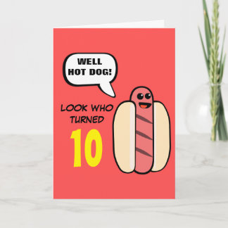 Custom Hot Dog Character Birthday Card