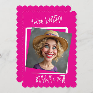 Custom Hot Pink 30th Birthday Invitation