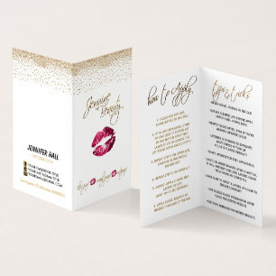 Custom - Hot Pink and Gold Lip Instructions Business Card