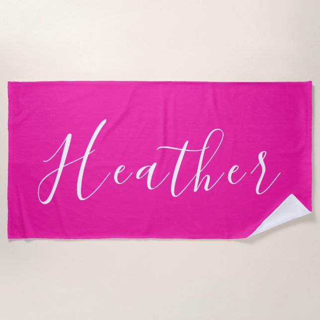 Custom Hot Pink Bachelorette Towel (Front)