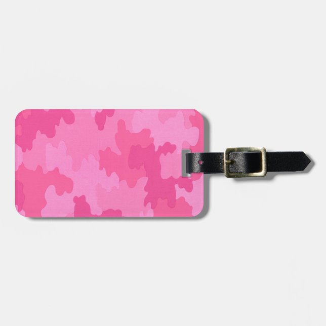 Custom Hot Pink Camouflage Luggage Tag (Front Horizontal)