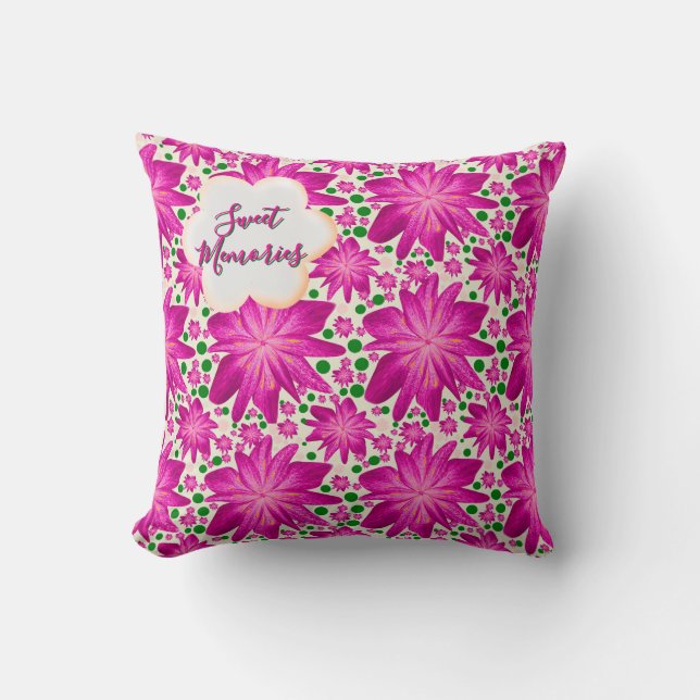 Custom Hot Pink Floral Seamless Pattern  Cushion (Front)