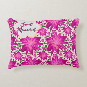 Custom Hot Pink Floral Seamless Pattern  Decorative Cushion