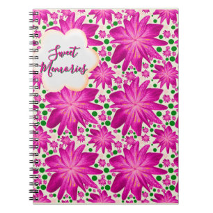 Custom Hot Pink Floral Seamless Pattern  Notebook