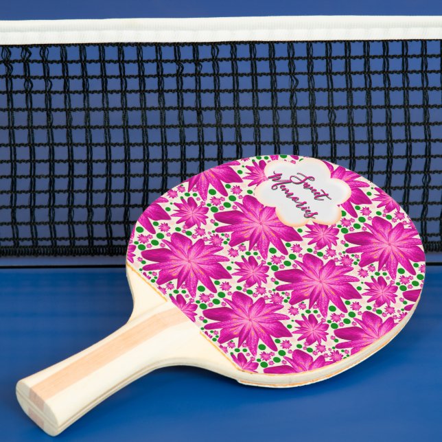 Custom Hot Pink Floral Seamless Pattern  Ping Pong Paddle (Insitu)