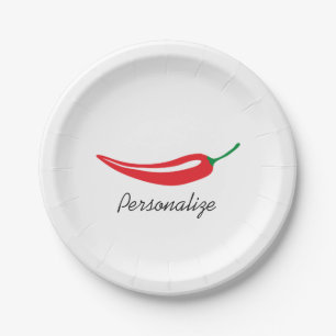 Custom hot red chilli pepper disposable plates