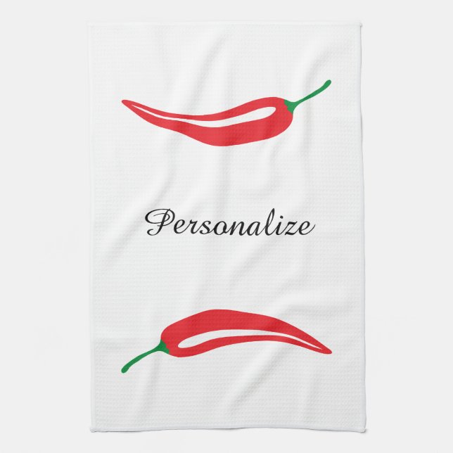 Custom hot red chilli pepper kitchen towel (Vertical)