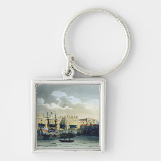 Custom House from the River Thames, from Ackermann Key Ring (Front)